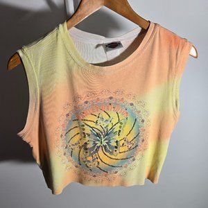 Harley Davidson Motorcycles Butterfly Flower Sleeveless Crop Top Y2K Med…